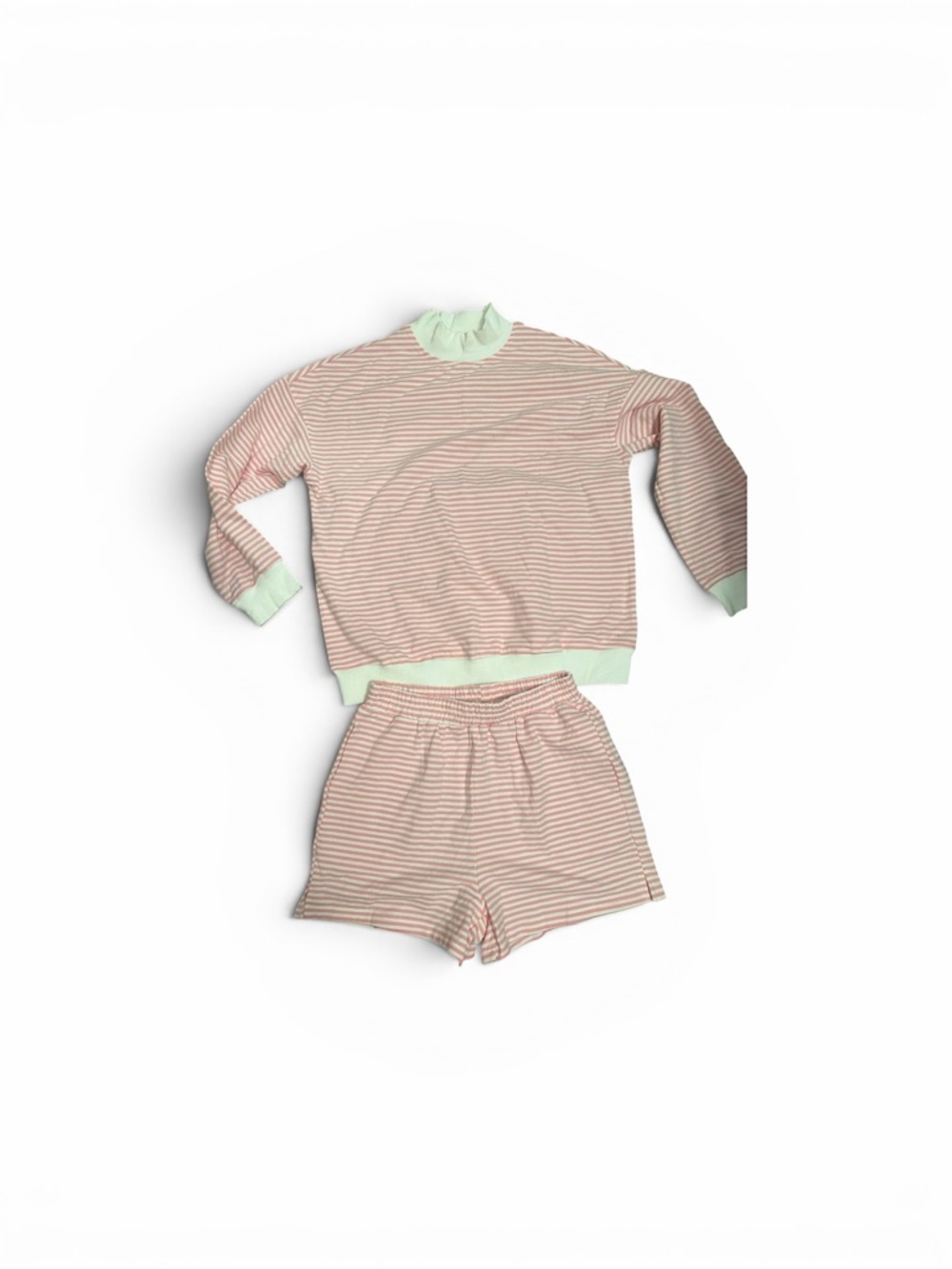 Pink Stripe Two-Piece Set with white trim and pocket supper soft size M